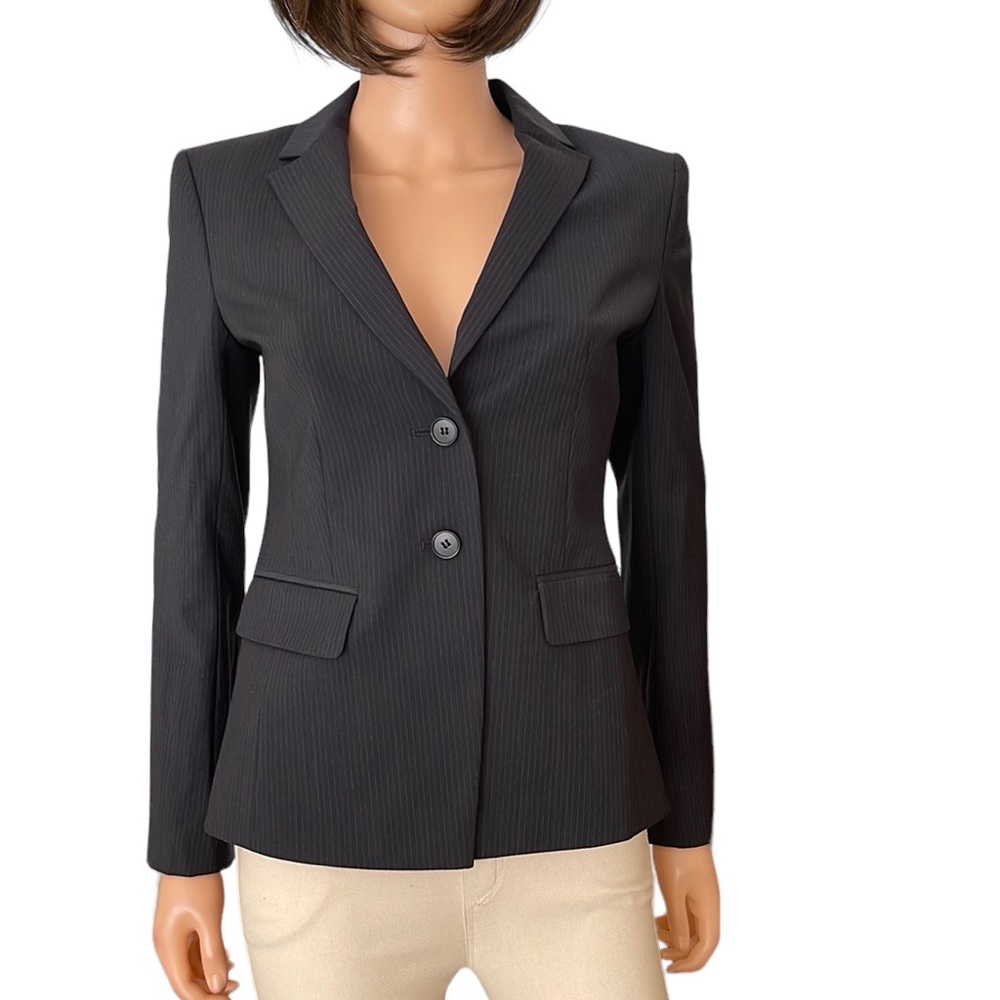 NWT Ann Taylor Virgin Wool Navy Pinstriped Blazer